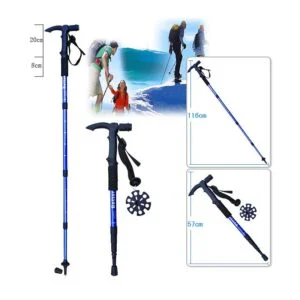 Extendable Hiking stick and pole with compass and torch