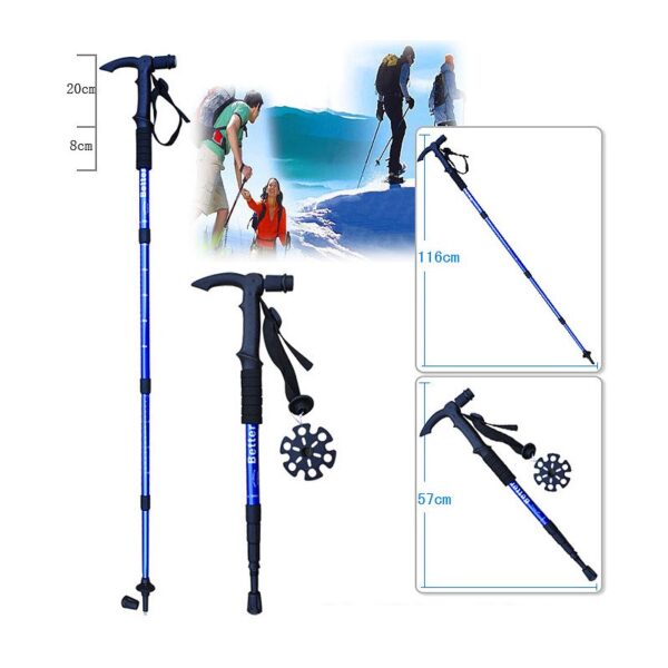 Extendable Hiking stick and pole with compass and torch